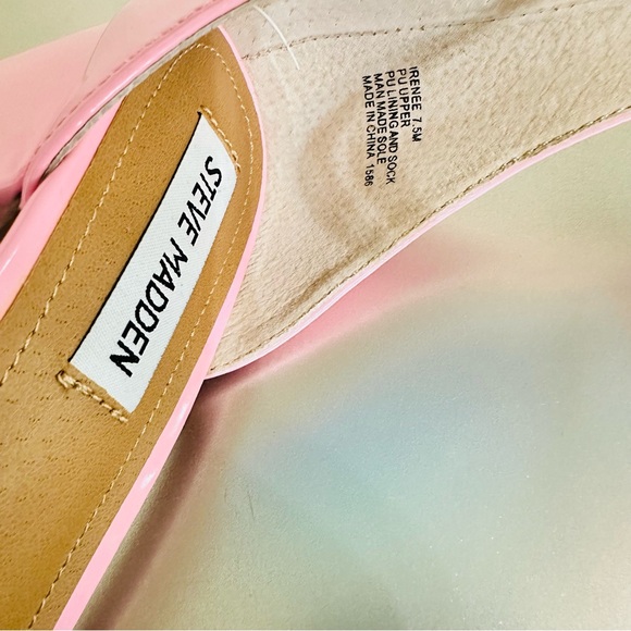 Steve Madden Irenee Block Heel Sandals Pink Patent Size 7.5 Ankle Strap Low Heel - Picture 8 of 10